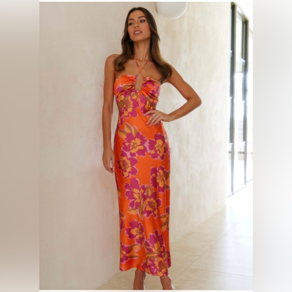 Satin Halter Midi Dress